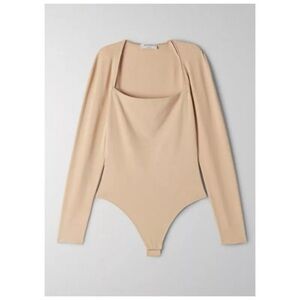 NWT ARITZIA BABATON Contour Straight-Neck Bodysuit in Warm Sand